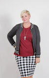 Ameowz Quilted Varsity Jacket (Sizes 14 - 18) *Item ships on November 6th* - Society+ - Society Plus - Plus Size Fashion - 2
