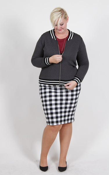Ameowz Quilted Varsity Jacket (Sizes 14 - 18) *Item ships on November 6th* - Society+ - Society Plus - Plus Size Fashion - 1