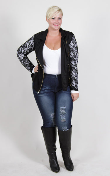 Alessandra Laced Jacket (Sizes 16 - 22) - Society+ - Society Plus - Plus Size Fashion - 1