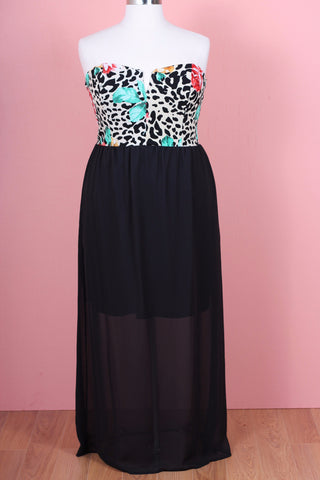 AITNB Animal Floral Strapless Maxi Dress (Sizes 14 - 20) *Item ships November 5th* - Society+ - Society Plus - Plus Size Fashion - 1