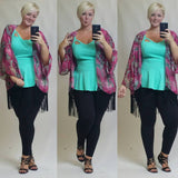 Cool Gal Blue Paisley Print Chiffon Cardigan - Fuchsia (SIzes 16 - 26) ** Ships out Nov 4th** - Society+ - Society Plus - Plus Size Fashion - 2