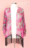Cool Gal Blue Paisley Print Chiffon Cardigan - Fuchsia (SIzes 16 - 26) ** Ships out Nov 4th** - Society+ - Society Plus - Plus Size Fashion - 1