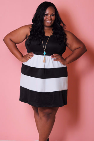 Cool Gal Black and White Sleeveless Skater Dress (Sizes 14 - 20) *Item ships on November 4th* - Society+ - Society Plus - Plus Size Fashion - 1