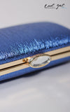 Assa Cisse Royal Blue Shimmering Leather Clutch * Item ships on Nov. 5th* - Society+ - Society Plus - Plus Size Fashion - 1