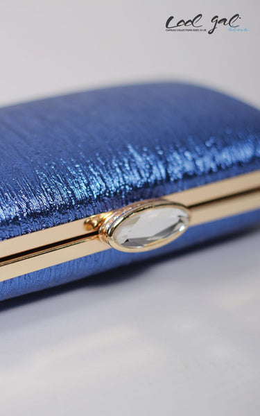 Assa Cisse Royal Blue Shimmering Leather Clutch * Item ships on Nov. 5th* - Society+ - Society Plus - Plus Size Fashion - 1