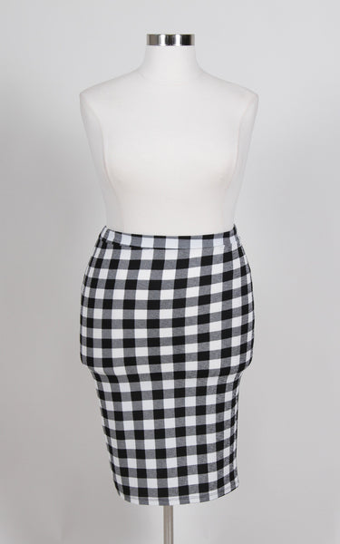 Amanda A. Plaid Pencil Skirt - White (Sizes 12 - 18) - Society+ - Society Plus - Plus Size Fashion - 1