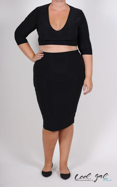 Cool Gal 2-Piece Body Con Dress - Black (Sizes 16 - 20) - Society+ - Society Plus - Plus Size Fashion - 1